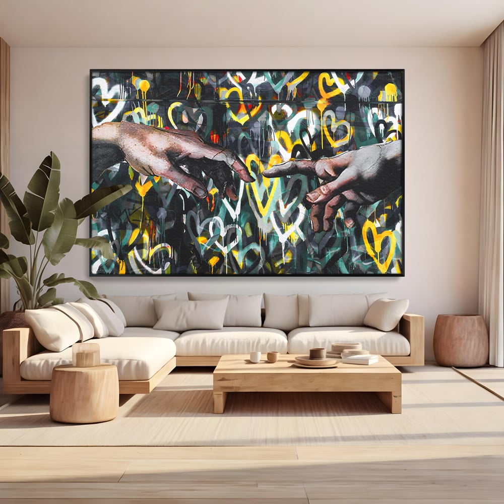 Leinwand Wandkunst Leinwand Wandkunst Premium LuxCanva® B1075, Lovers Hands , Dekorativ, Wohnen, Liebe, Hände, Liebe, Schlafzimmer, Paar, Lebendige Farben
