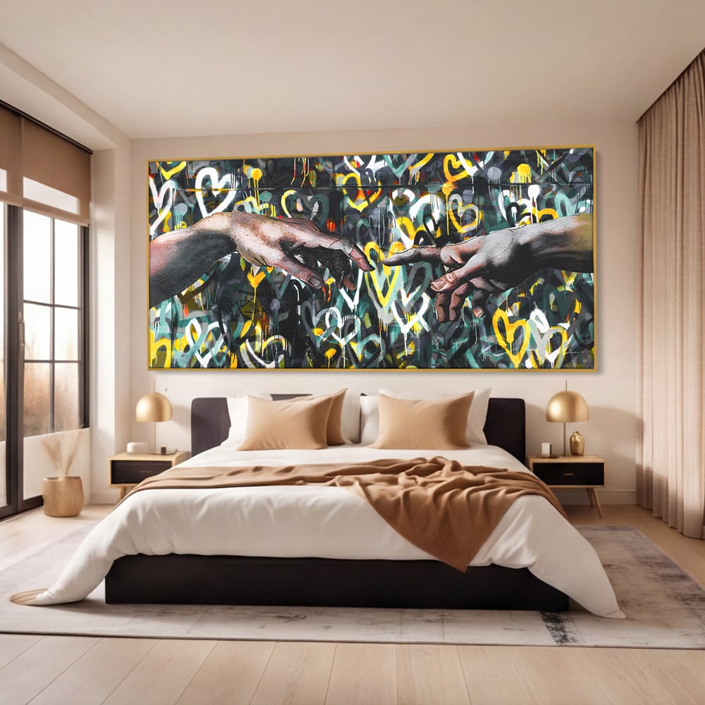 Leinwand Wandkunst Leinwand Wandkunst Premium LuxCanva® B1075, Lovers Hands , Dekorativ, Wohnen, Liebe, Hände, Liebe, Schlafzimmer, Paar, Lebendige Farben