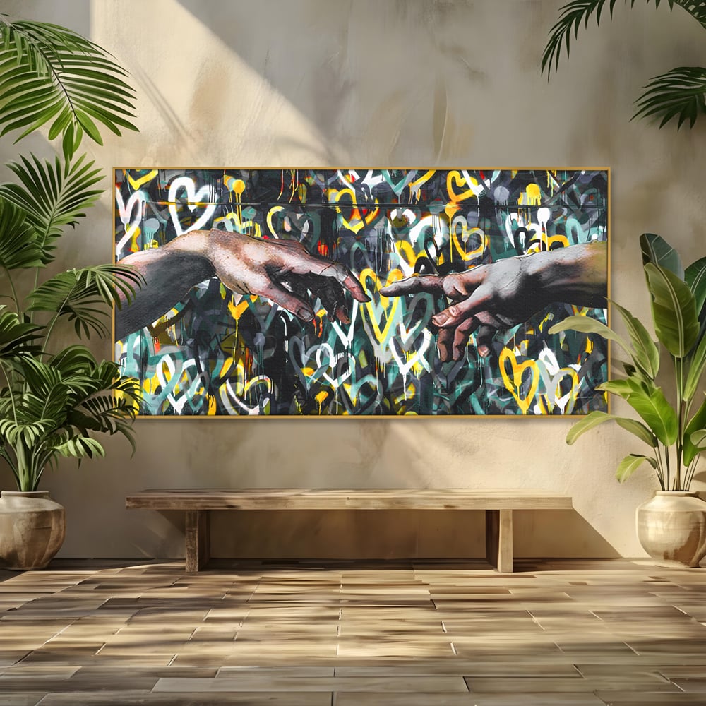 Leinwand Wandkunst Leinwand Wandkunst Premium LuxCanva® B1075, Lovers Hands , Dekorativ, Wohnen, Liebe, Hände, Liebe, Schlafzimmer, Paar, Lebendige Farben