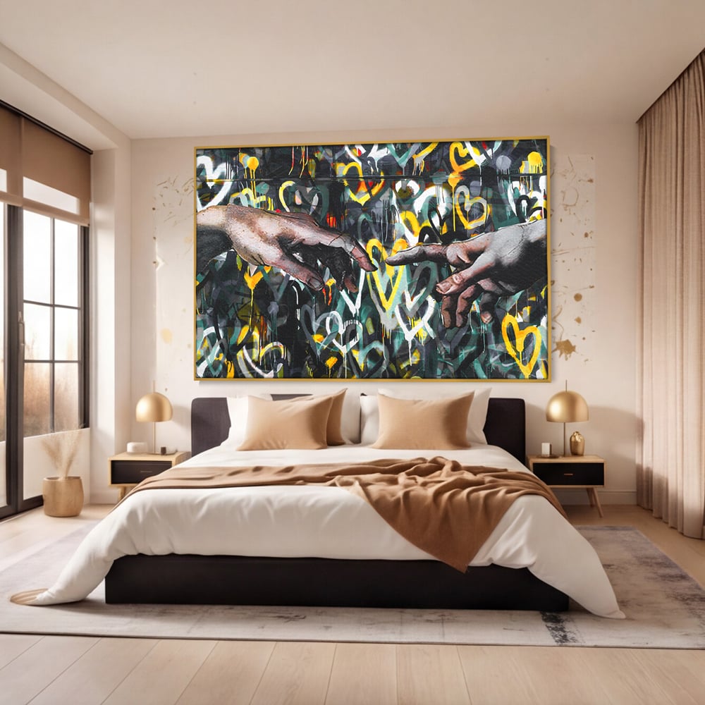 Leinwand Wandkunst Leinwand Wandkunst Premium LuxCanva® B1075, Lovers Hands , Dekorativ, Wohnen, Liebe, Hände, Liebe, Schlafzimmer, Paar, Lebendige Farben