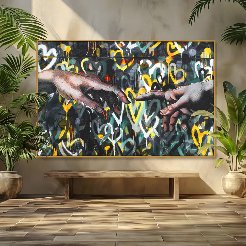 Leinwand Wandkunst Leinwand Wandkunst Premium LuxCanva® B1075, Lovers Hands , Dekorativ, Wohnen, Liebe, Hände, Liebe, Schlafzimmer, Paar, Lebendige Farben