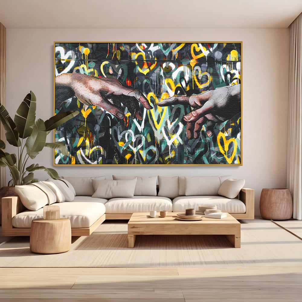 Leinwand Wandkunst Leinwand Wandkunst Premium LuxCanva® B1075, Lovers Hands , Dekorativ, Wohnen, Liebe, Hände, Liebe, Schlafzimmer, Paar, Lebendige Farben