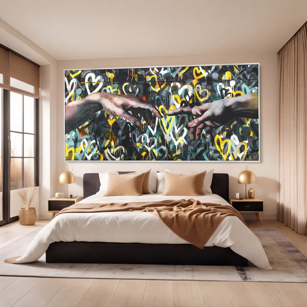 Leinwand Wandkunst Leinwand Wandkunst Premium LuxCanva® B1075, Lovers Hands , Dekorativ, Wohnen, Liebe, Hände, Liebe, Schlafzimmer, Paar, Lebendige Farben