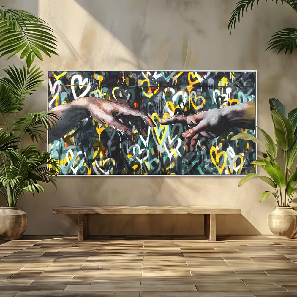 Leinwand Wandkunst Leinwand Wandkunst Premium LuxCanva® B1075, Lovers Hands , Dekorativ, Wohnen, Liebe, Hände, Liebe, Schlafzimmer, Paar, Lebendige Farben