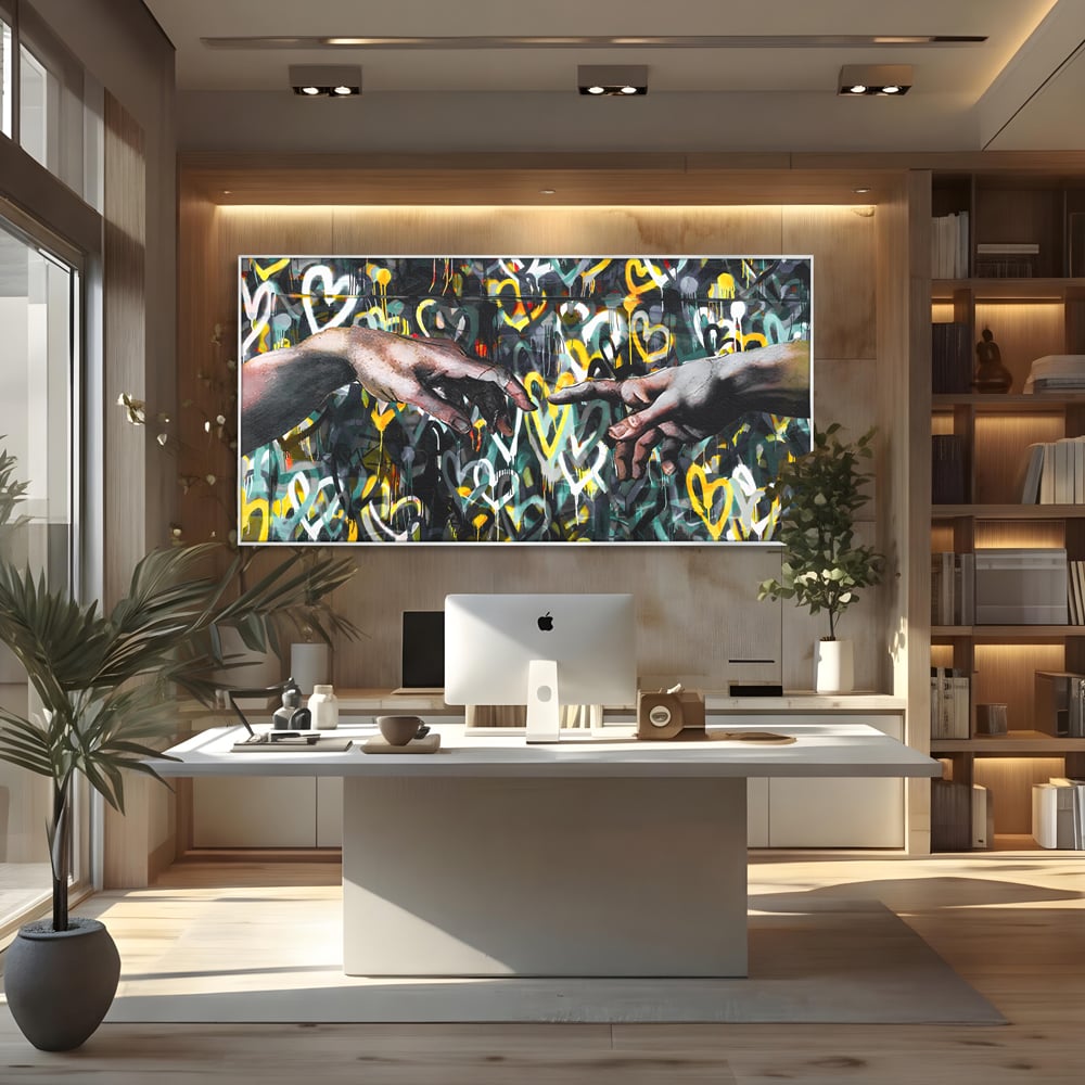Leinwand Wandkunst Leinwand Wandkunst Premium LuxCanva® B1075, Lovers Hands , Dekorativ, Wohnen, Liebe, Hände, Liebe, Schlafzimmer, Paar, Lebendige Farben