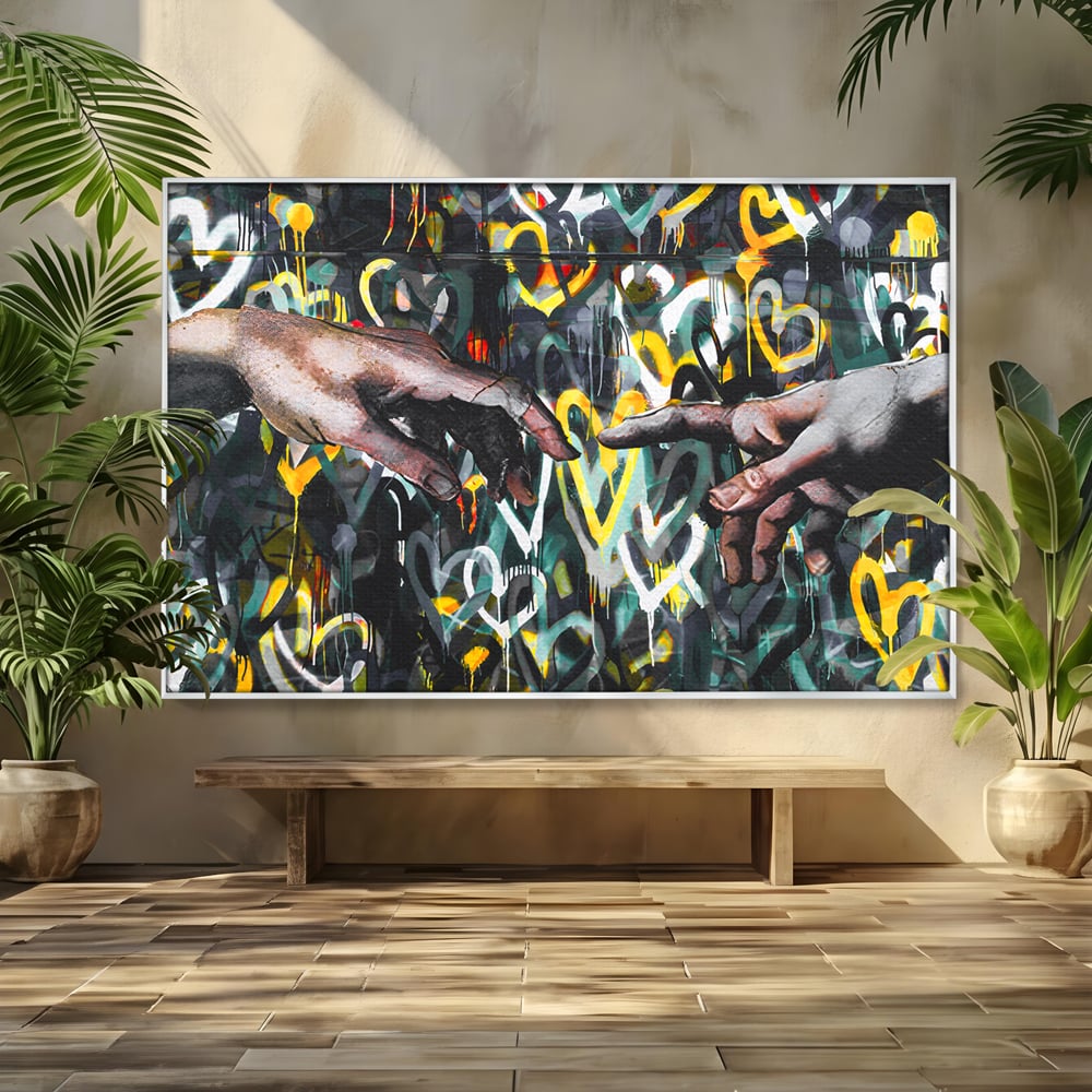 Leinwand Wandkunst Leinwand Wandkunst Premium LuxCanva® B1075, Lovers Hands , Dekorativ, Wohnen, Liebe, Hände, Liebe, Schlafzimmer, Paar, Lebendige Farben