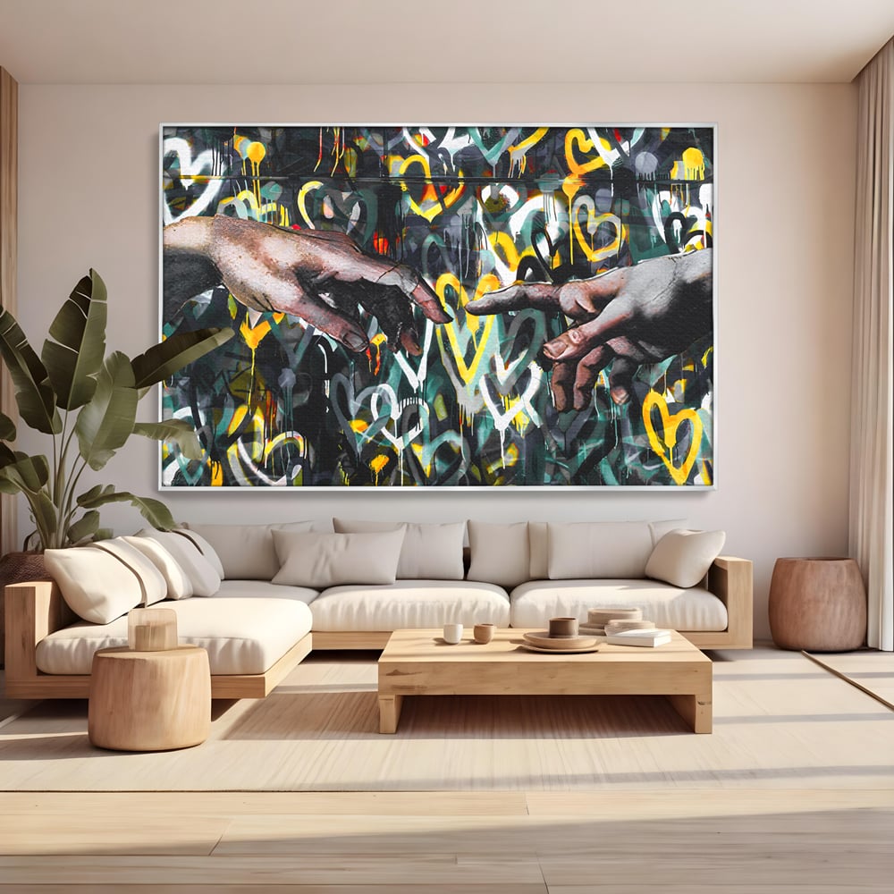 Leinwand Wandkunst Leinwand Wandkunst Premium LuxCanva® B1075, Lovers Hands , Dekorativ, Wohnen, Liebe, Hände, Liebe, Schlafzimmer, Paar, Lebendige Farben