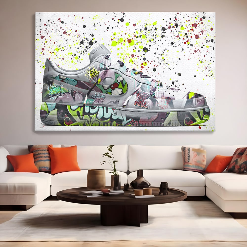 Tablou Canvas Premium LuxCanva® B1076, Air Force 1 , Decorativ, Camera Copii, Nike, America, Baschet, Dormitor, Sport, Incaltaminte, Culori Vibrante