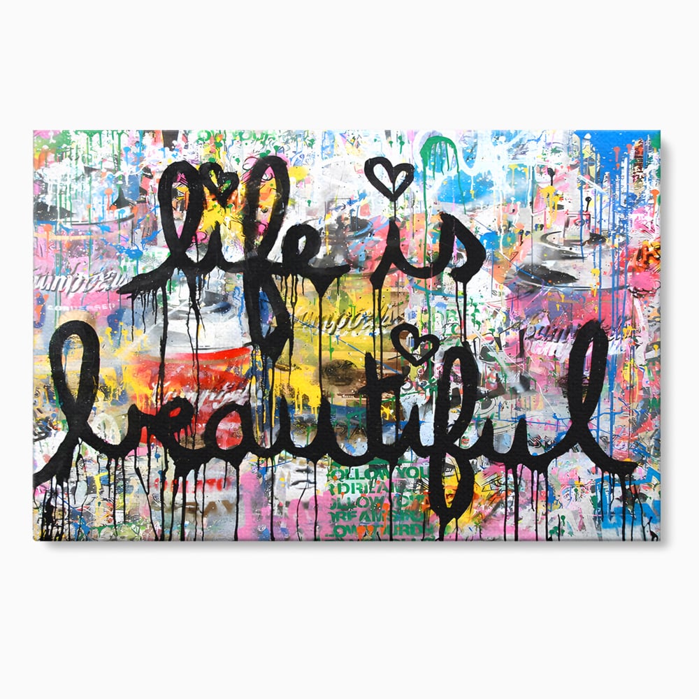 Tablou Canvas Premium LuxCanva® B1077, Life Is Beautiful , Decorativ, Living, Viata, Frumoasa, Motivational, Dormitor, Inspirational, Fericire, Culori Vibrante