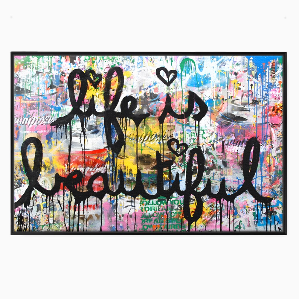 Tablou Canvas Premium LuxCanva® B1077, Life Is Beautiful , Decorativ, Living, Viata, Frumoasa, Motivational, Dormitor, Inspirational, Fericire, Culori Vibrante
