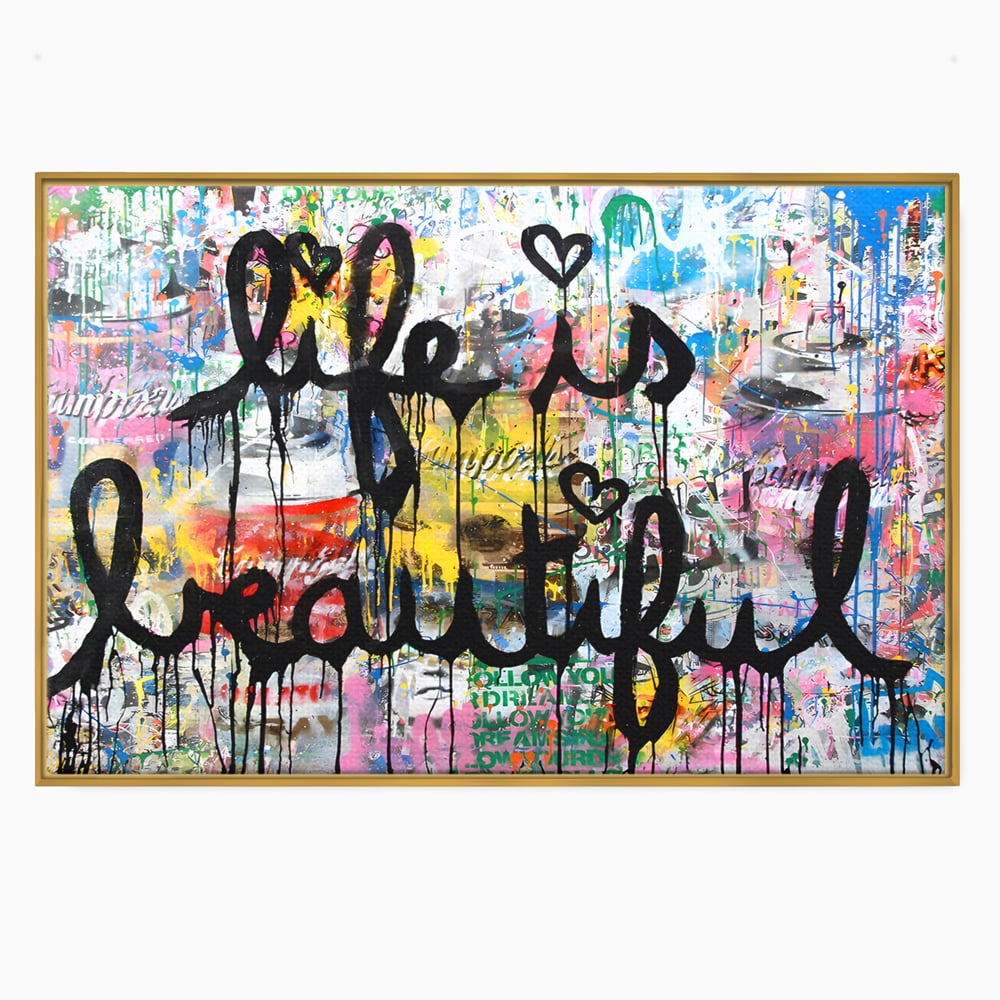 Tablou Canvas Premium LuxCanva® B1077, Life Is Beautiful , Decorativ, Living, Viata, Frumoasa, Motivational, Dormitor, Inspirational, Fericire, Culori Vibrante