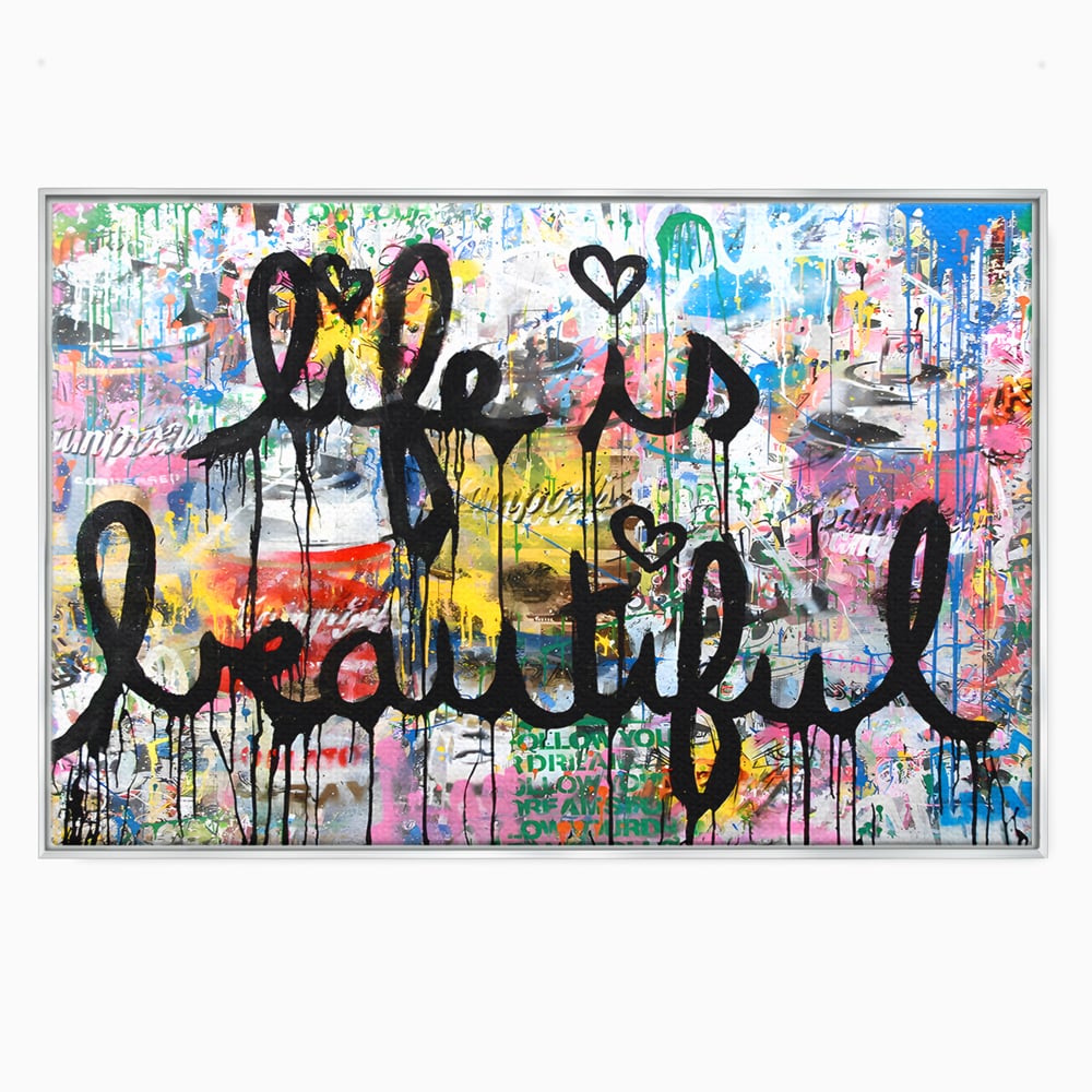 Tablou Canvas Premium LuxCanva® B1077, Life Is Beautiful , Decorativ, Living, Viata, Frumoasa, Motivational, Dormitor, Inspirational, Fericire, Culori Vibrante