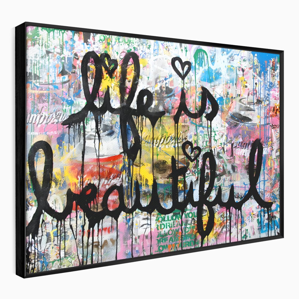 Tablou Canvas Premium LuxCanva® B1077, Life Is Beautiful , Decorativ, Living, Viata, Frumoasa, Motivational, Dormitor, Inspirational, Fericire, Culori Vibrante