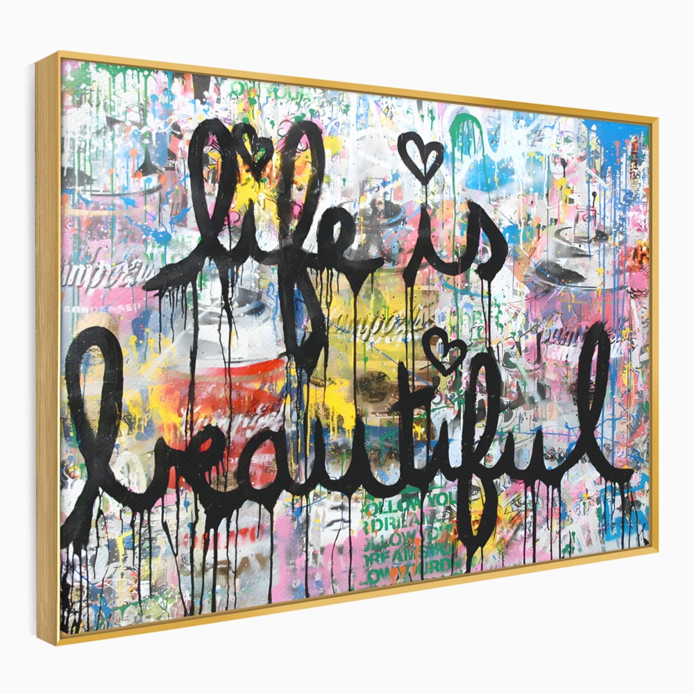 Tablou Canvas Premium LuxCanva® B1077, Life Is Beautiful , Decorativ, Living, Viata, Frumoasa, Motivational, Dormitor, Inspirational, Fericire, Culori Vibrante