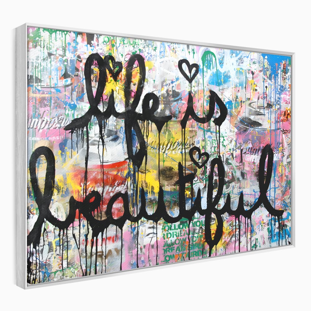 Tablou Canvas Premium LuxCanva® B1077, Life Is Beautiful , Decorativ, Living, Viata, Frumoasa, Motivational, Dormitor, Inspirational, Fericire, Culori Vibrante