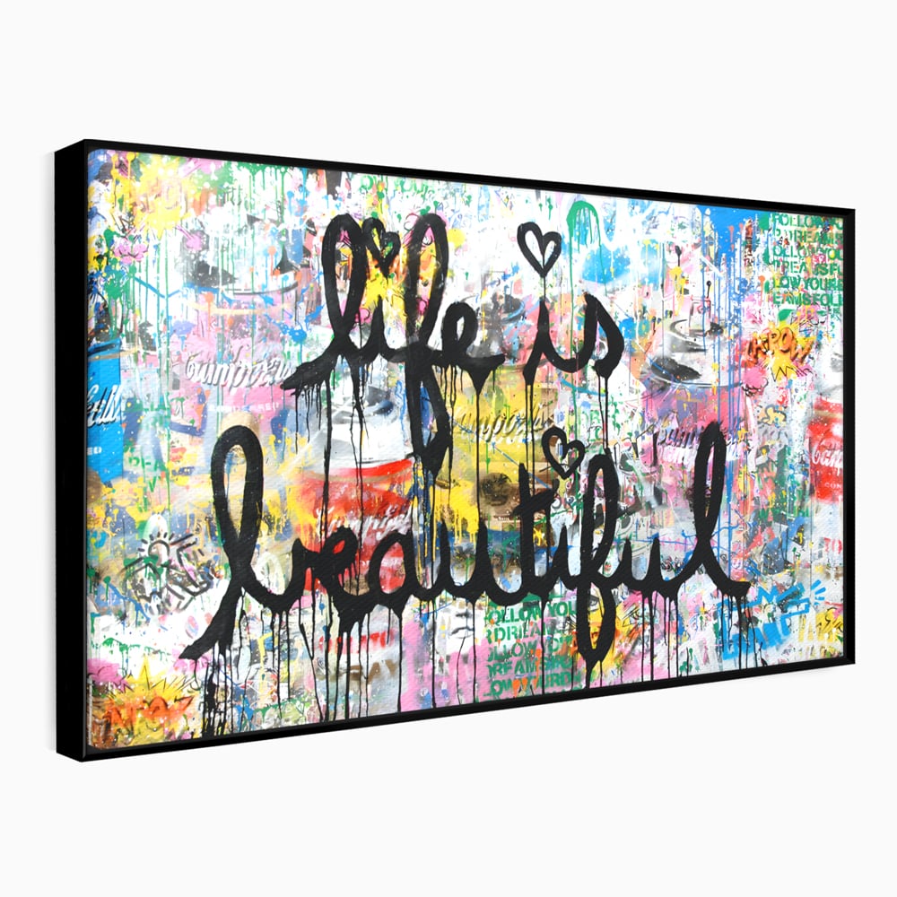 Tablou Canvas Premium LuxCanva® B1077, Life Is Beautiful , Decorativ, Living, Viata, Frumoasa, Motivational, Dormitor, Inspirational, Fericire, Culori Vibrante