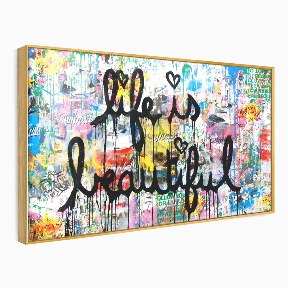 Tablou Canvas Premium LuxCanva® B1077, Life Is Beautiful , Decorativ, Living, Viata, Frumoasa, Motivational, Dormitor, Inspirational, Fericire, Culori Vibrante