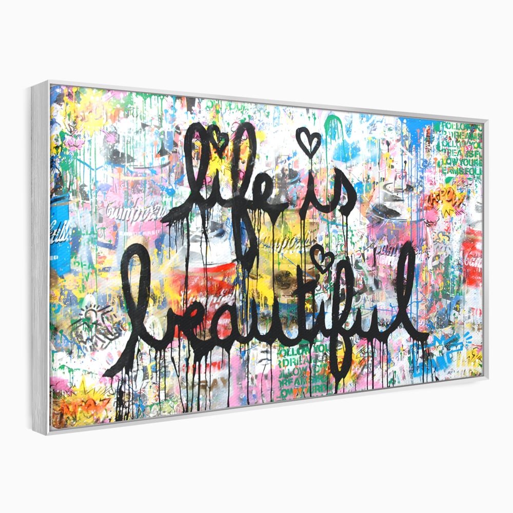 Tablou Canvas Premium LuxCanva® B1077, Life Is Beautiful , Decorativ, Living, Viata, Frumoasa, Motivational, Dormitor, Inspirational, Fericire, Culori Vibrante