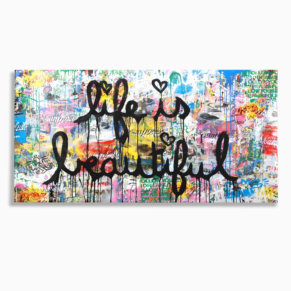 Tablou Canvas Premium LuxCanva® B1077, Life Is Beautiful , Decorativ, Living, Viata, Frumoasa, Motivational, Dormitor, Inspirational, Fericire, Culori Vibrante