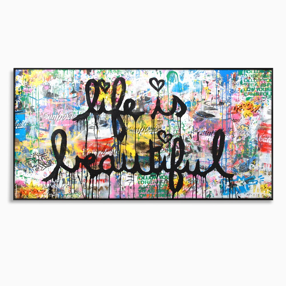 Tablou Canvas Premium LuxCanva® B1077, Life Is Beautiful , Decorativ, Living, Viata, Frumoasa, Motivational, Dormitor, Inspirational, Fericire, Culori Vibrante