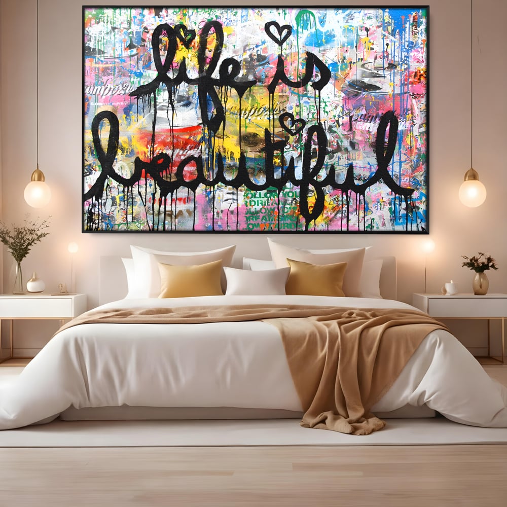 Tablou Canvas Premium LuxCanva® B1077, Life Is Beautiful , Decorativ, Living, Viata, Frumoasa, Motivational, Dormitor, Inspirational, Fericire, Culori Vibrante
