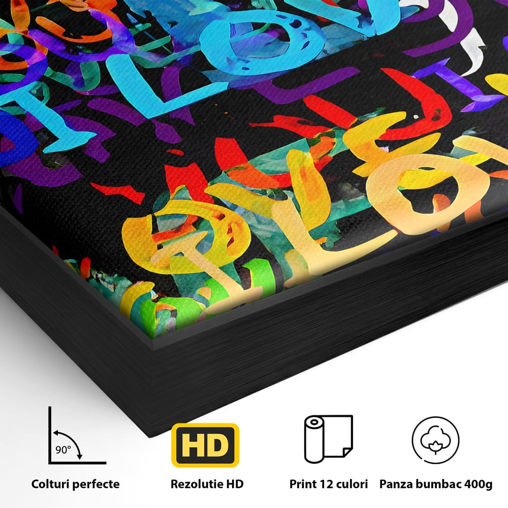 Tablou Canvas Premium LuxCanva® B1078, Love In Colors , Decorativ, Living, Colorat, Iubire, Graffiti, Dormitor, Inspirational, Dragoste, Culori Vibrante