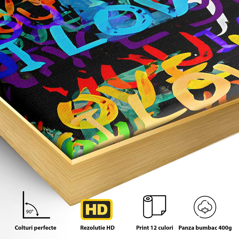 Tablou Canvas Premium LuxCanva® B1078, Love In Colors , Decorativ, Living, Colorat, Iubire, Graffiti, Dormitor, Inspirational, Dragoste, Culori Vibrante