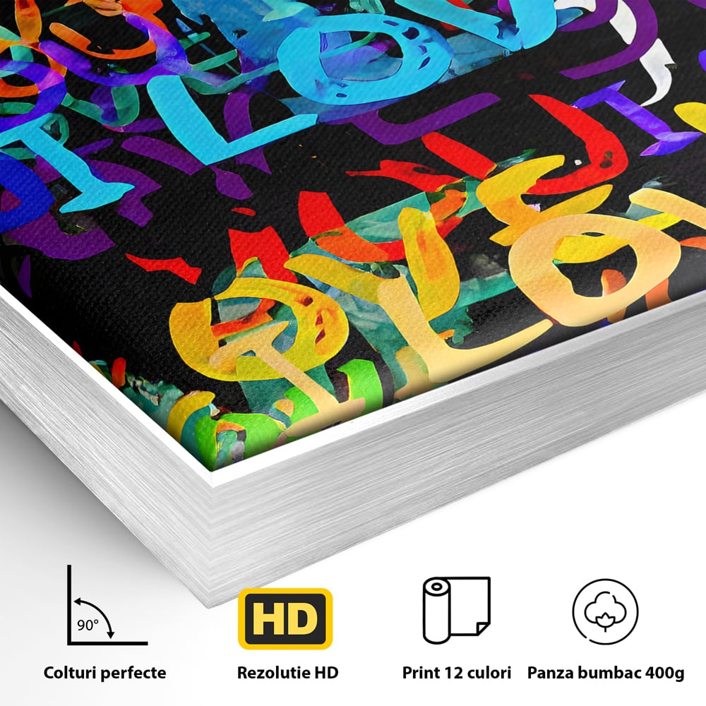 Tablou Canvas Premium LuxCanva® B1078, Love In Colors , Decorativ, Living, Colorat, Iubire, Graffiti, Dormitor, Inspirational, Dragoste, Culori Vibrante