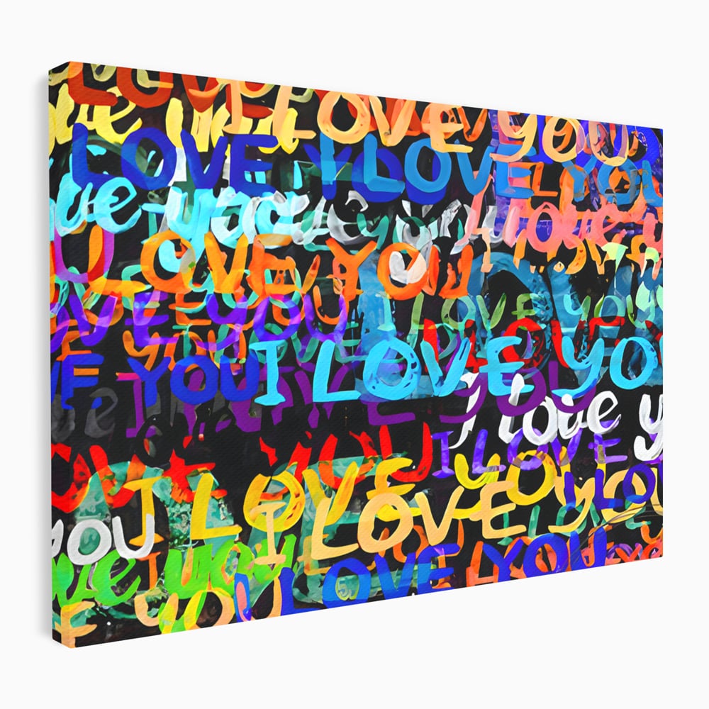 Tablou Canvas Premium LuxCanva® B1078, Love In Colors , Decorativ, Living, Colorat, Iubire, Graffiti, Dormitor, Inspirational, Dragoste, Culori Vibrante