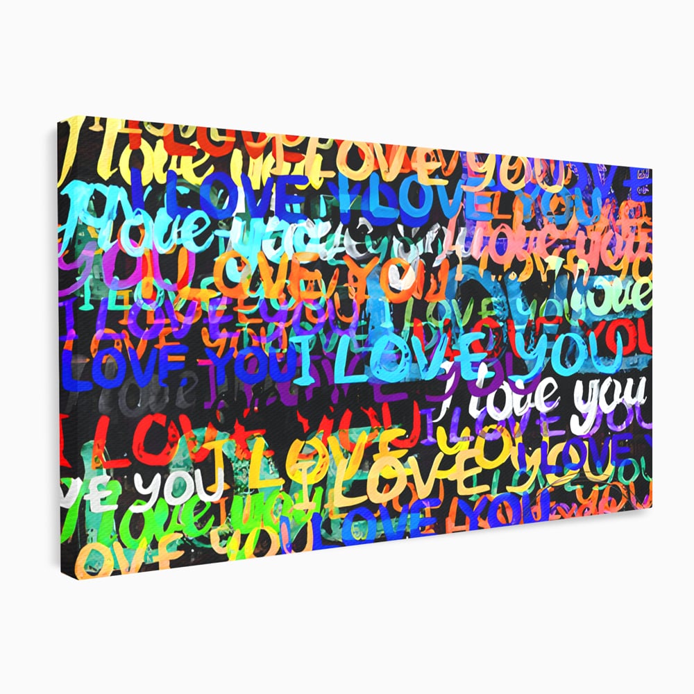 Tablou Canvas Premium LuxCanva® B1078, Love In Colors , Decorativ, Living, Colorat, Iubire, Graffiti, Dormitor, Inspirational, Dragoste, Culori Vibrante