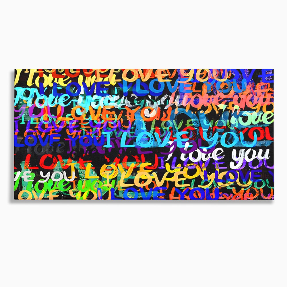 Tablou Canvas Premium LuxCanva® B1078, Love In Colors , Decorativ, Living, Colorat, Iubire, Graffiti, Dormitor, Inspirational, Dragoste, Culori Vibrante