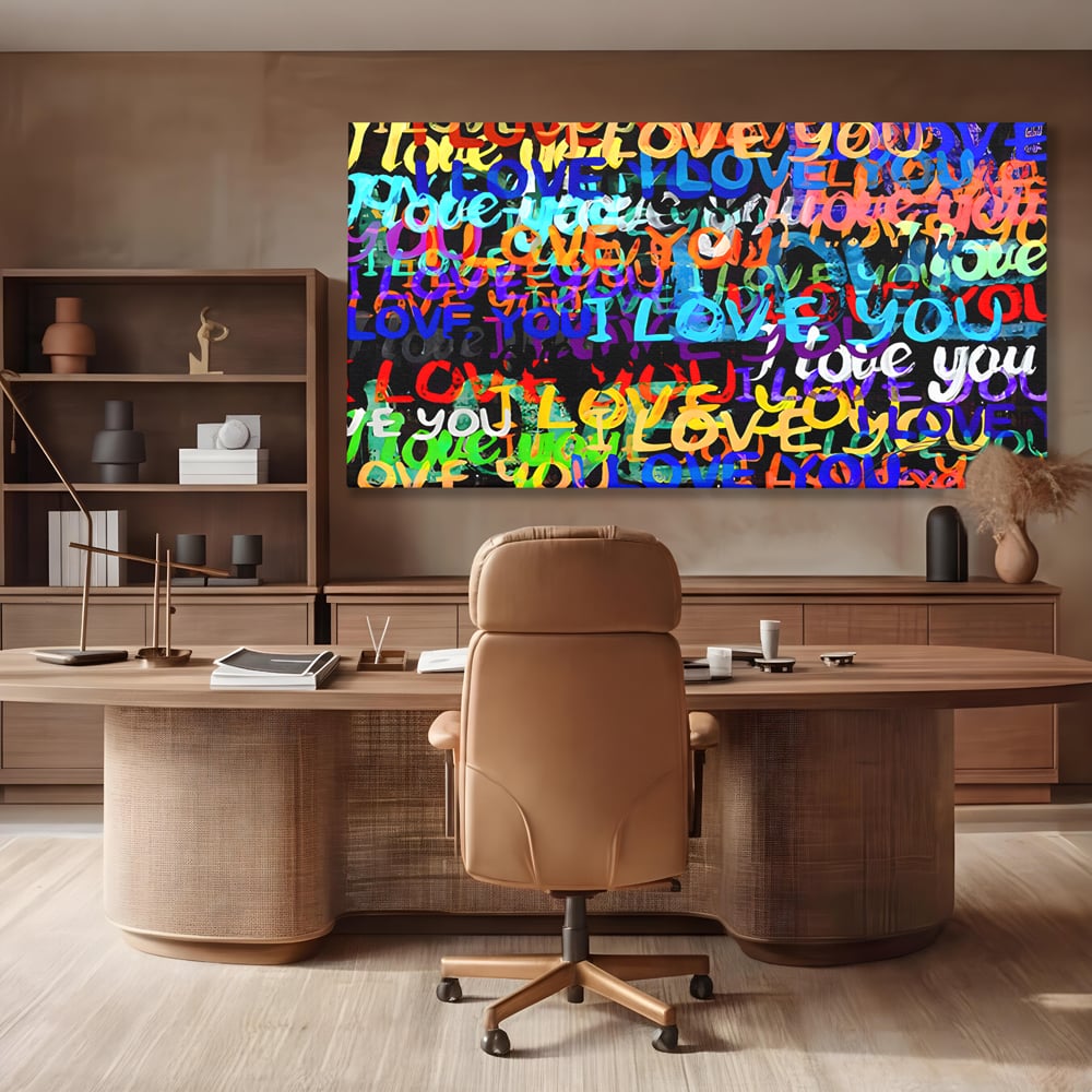 Tablou Canvas Premium LuxCanva® B1078, Love In Colors , Decorativ, Living, Colorat, Iubire, Graffiti, Dormitor, Inspirational, Dragoste, Culori Vibrante