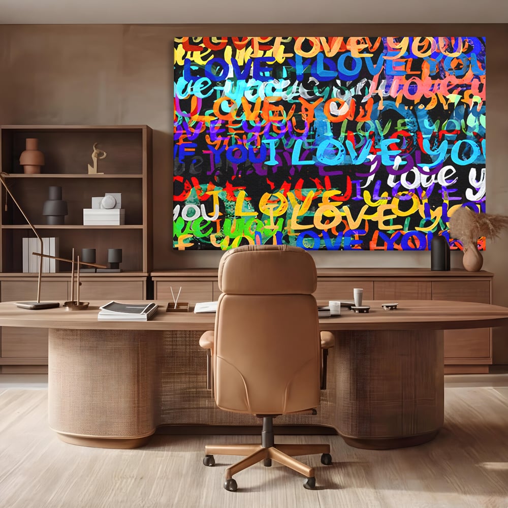 Tablou Canvas Premium LuxCanva® B1078, Love In Colors , Decorativ, Living, Colorat, Iubire, Graffiti, Dormitor, Inspirational, Dragoste, Culori Vibrante