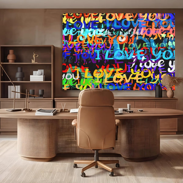 Tablou Canvas Premium LuxCanva® B1078, Love In Colors , Decorativ, Living, Colorat, Iubire, Graffiti, Dormitor, Inspirational, Dragoste, Culori Vibrante