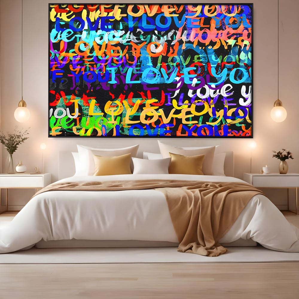 Tablou Canvas Premium LuxCanva® B1078, Love In Colors , Decorativ, Living, Colorat, Iubire, Graffiti, Dormitor, Inspirational, Dragoste, Culori Vibrante
