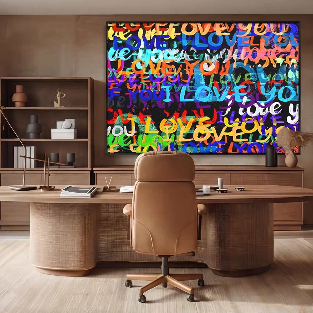 Tablou Canvas Premium LuxCanva® B1078, Love In Colors , Decorativ, Living, Colorat, Iubire, Graffiti, Dormitor, Inspirational, Dragoste, Culori Vibrante