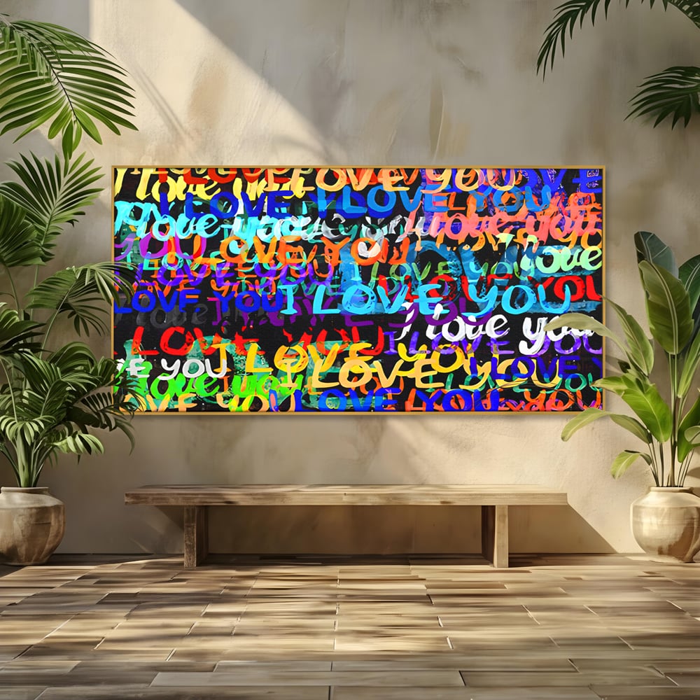 Tablou Canvas Premium LuxCanva® B1078, Love In Colors , Decorativ, Living, Colorat, Iubire, Graffiti, Dormitor, Inspirational, Dragoste, Culori Vibrante
