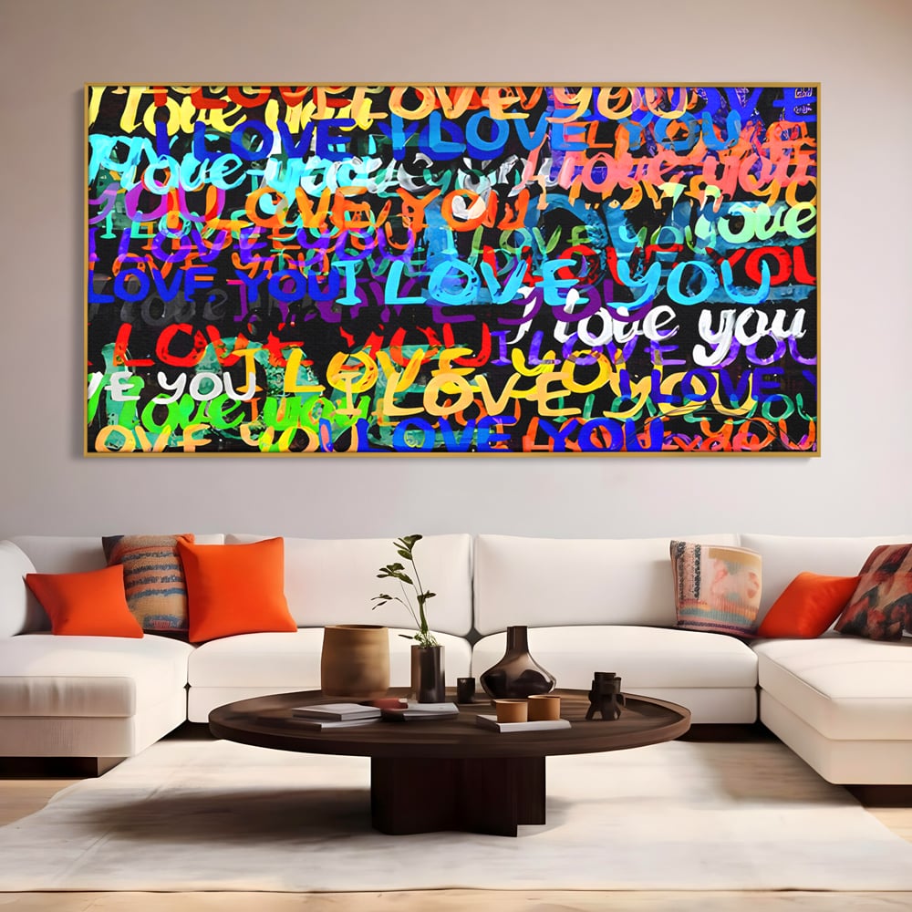 Tablou Canvas Premium LuxCanva® B1078, Love In Colors , Decorativ, Living, Colorat, Iubire, Graffiti, Dormitor, Inspirational, Dragoste, Culori Vibrante