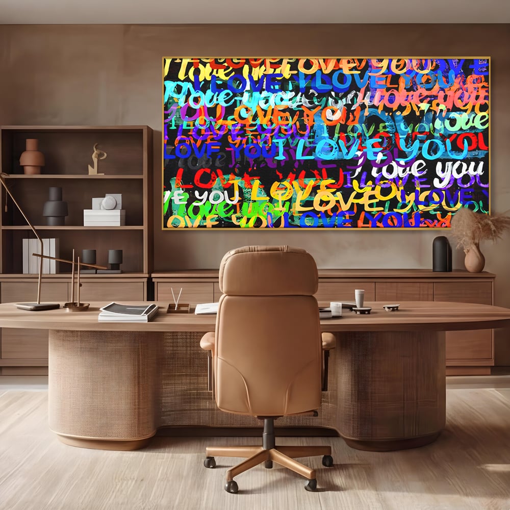 Tablou Canvas Premium LuxCanva® B1078, Love In Colors , Decorativ, Living, Colorat, Iubire, Graffiti, Dormitor, Inspirational, Dragoste, Culori Vibrante