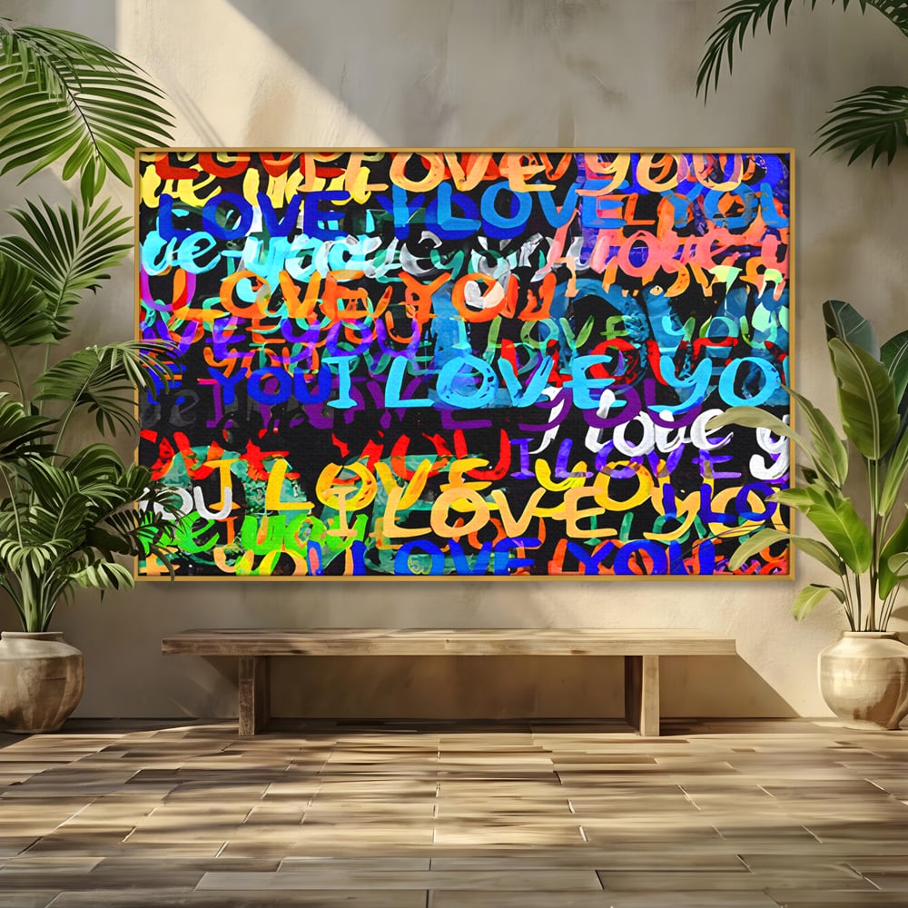 Tablou Canvas Premium LuxCanva® B1078, Love In Colors , Decorativ, Living, Colorat, Iubire, Graffiti, Dormitor, Inspirational, Dragoste, Culori Vibrante