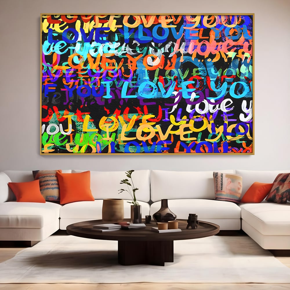 Tablou Canvas Premium LuxCanva® B1078, Love In Colors , Decorativ, Living, Colorat, Iubire, Graffiti, Dormitor, Inspirational, Dragoste, Culori Vibrante