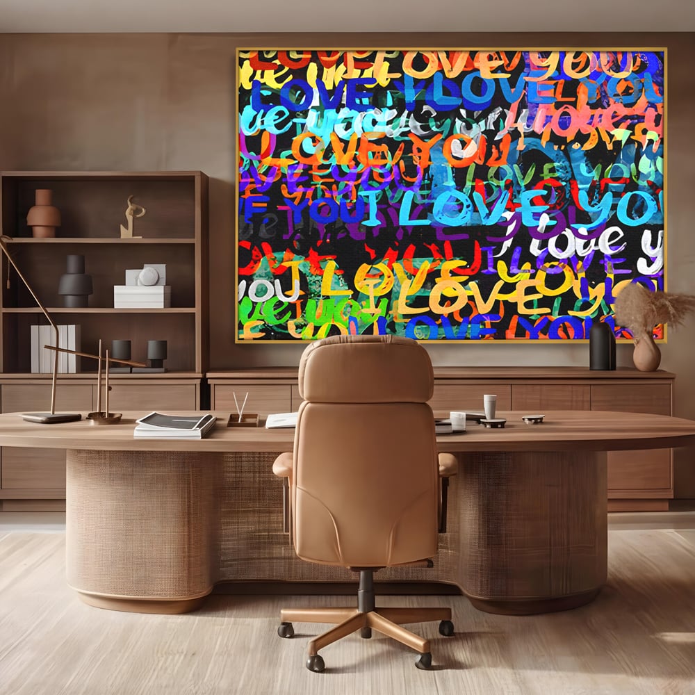 Tablou Canvas Premium LuxCanva® B1078, Love In Colors , Decorativ, Living, Colorat, Iubire, Graffiti, Dormitor, Inspirational, Dragoste, Culori Vibrante
