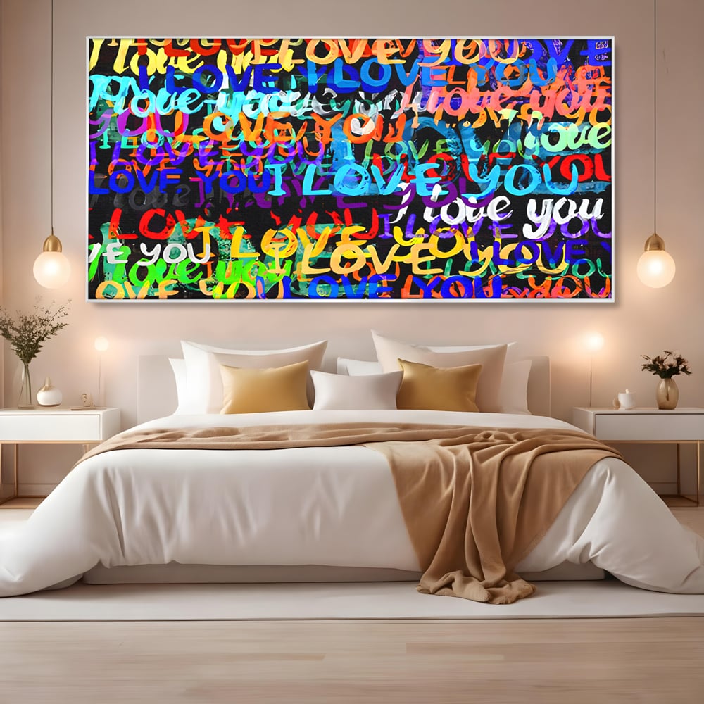 Tablou Canvas Premium LuxCanva® B1078, Love In Colors , Decorativ, Living, Colorat, Iubire, Graffiti, Dormitor, Inspirational, Dragoste, Culori Vibrante