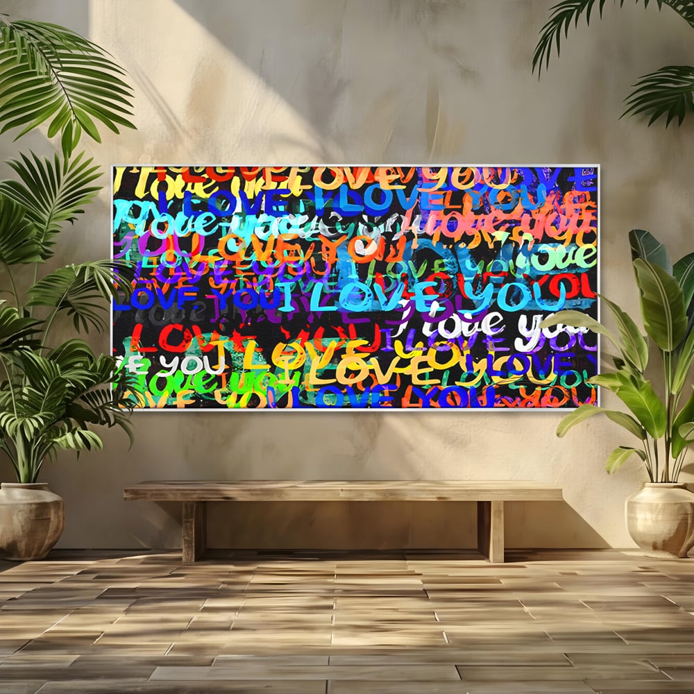 Tablou Canvas Premium LuxCanva® B1078, Love In Colors , Decorativ, Living, Colorat, Iubire, Graffiti, Dormitor, Inspirational, Dragoste, Culori Vibrante