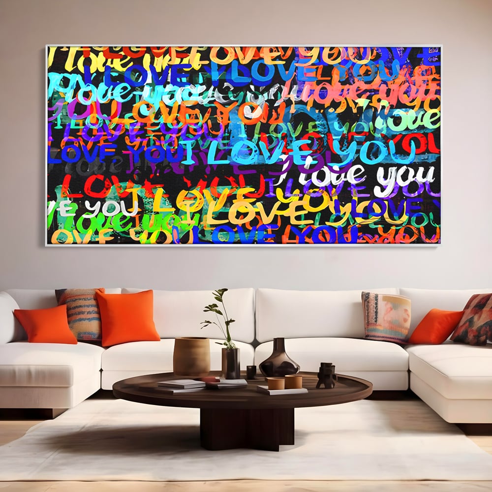 Tablou Canvas Premium LuxCanva® B1078, Love In Colors , Decorativ, Living, Colorat, Iubire, Graffiti, Dormitor, Inspirational, Dragoste, Culori Vibrante