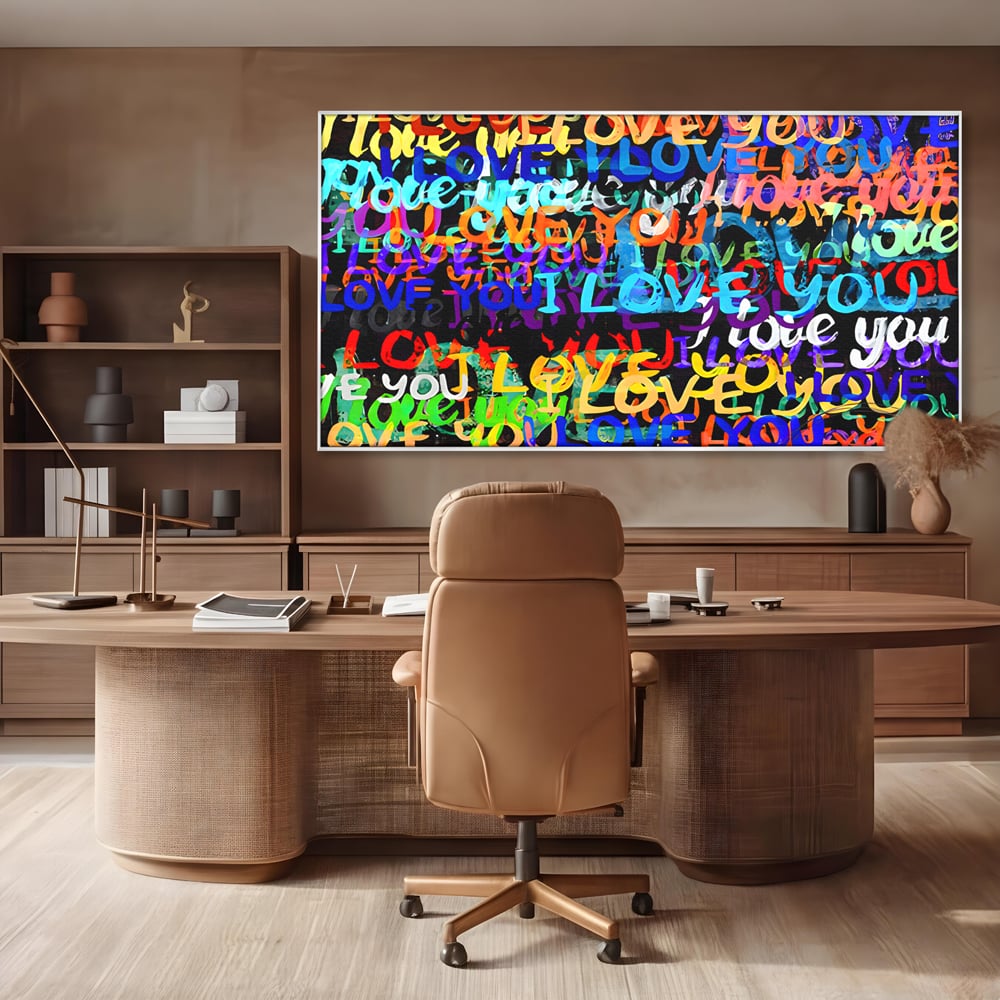 Tablou Canvas Premium LuxCanva® B1078, Love In Colors , Decorativ, Living, Colorat, Iubire, Graffiti, Dormitor, Inspirational, Dragoste, Culori Vibrante