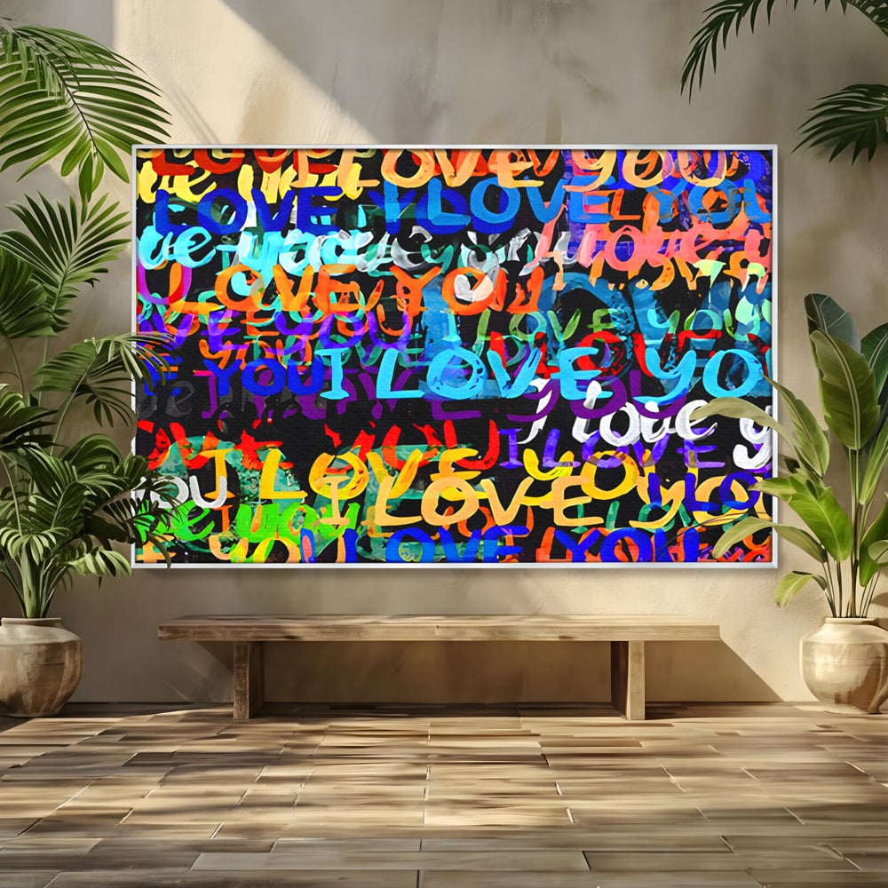 Tablou Canvas Premium LuxCanva® B1078, Love In Colors , Decorativ, Living, Colorat, Iubire, Graffiti, Dormitor, Inspirational, Dragoste, Culori Vibrante