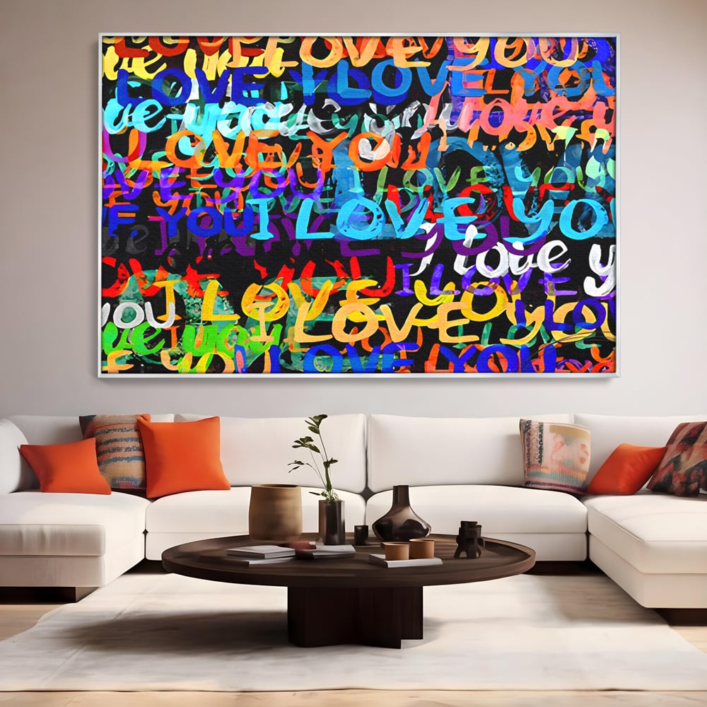 Tablou Canvas Premium LuxCanva® B1078, Love In Colors , Decorativ, Living, Colorat, Iubire, Graffiti, Dormitor, Inspirational, Dragoste, Culori Vibrante