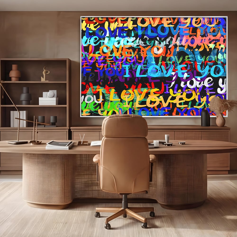 Tablou Canvas Premium LuxCanva® B1078, Love In Colors , Decorativ, Living, Colorat, Iubire, Graffiti, Dormitor, Inspirational, Dragoste, Culori Vibrante
