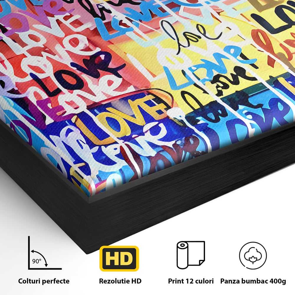 Tablou Canvas Premium LuxCanva® B1080, Iubire , Living, Graffiti, Dragoste, Iubire, Dormitor, Culori Vibrante